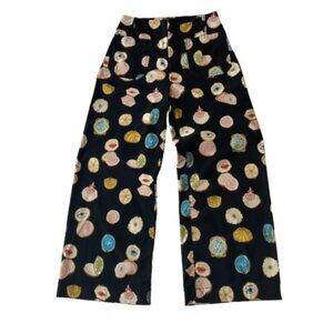 Maeve Danielle Kroll The Colette Cropped Wide Leg Pants Womens 27 Black